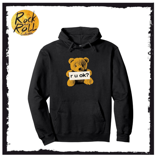 Yungblud Official ‘r u ok?’ Teddy Bear Black Pull Over Hoodie (Small)