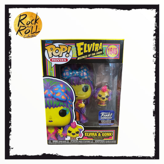 Elvira & Gonk Funko Pop! (Blacklight) #1649 Funko Hollywood Exclusive - Condition 8/10