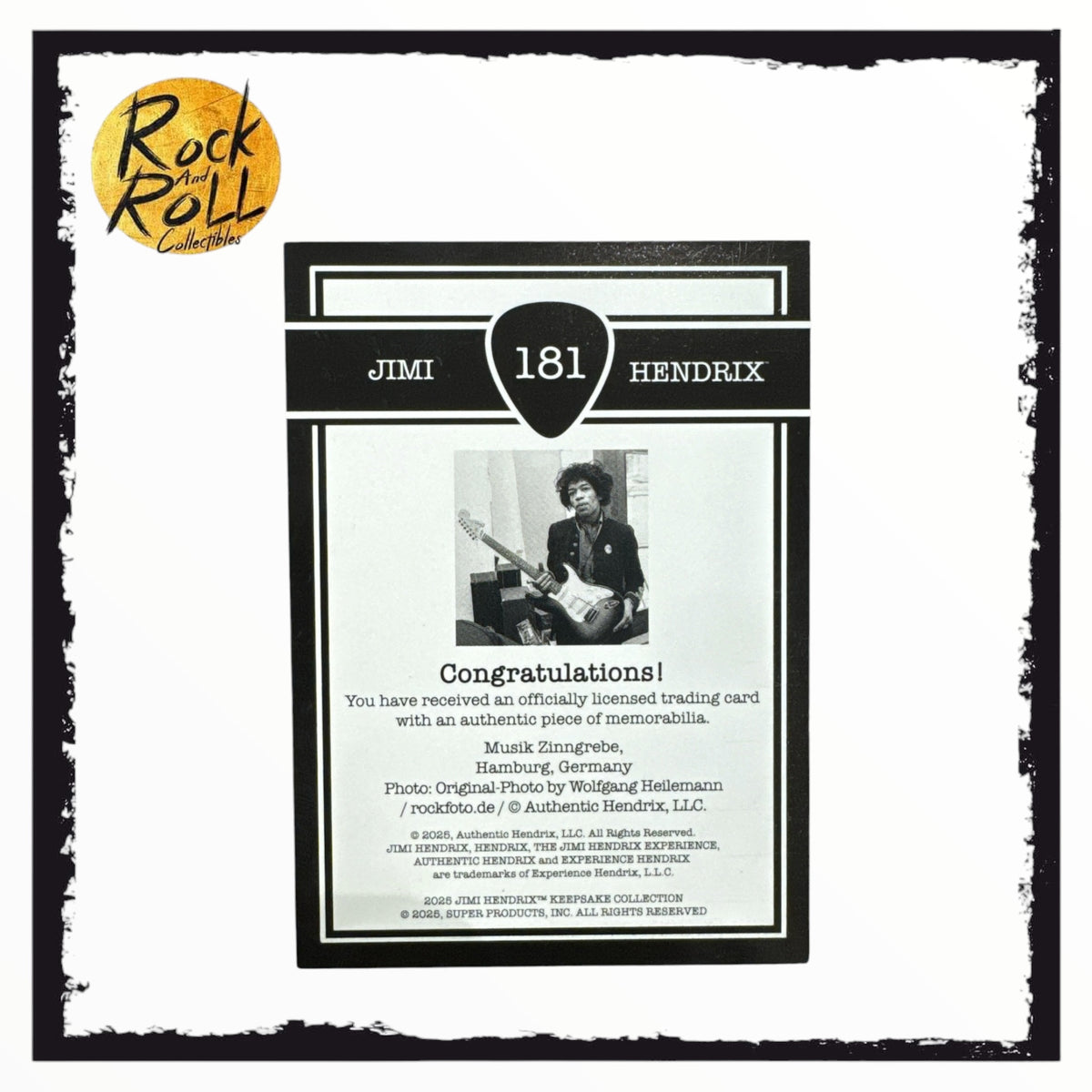 2025 Jimi Hendrix Keepsake Collection Card with Authentic Piece of Memorabilia #181