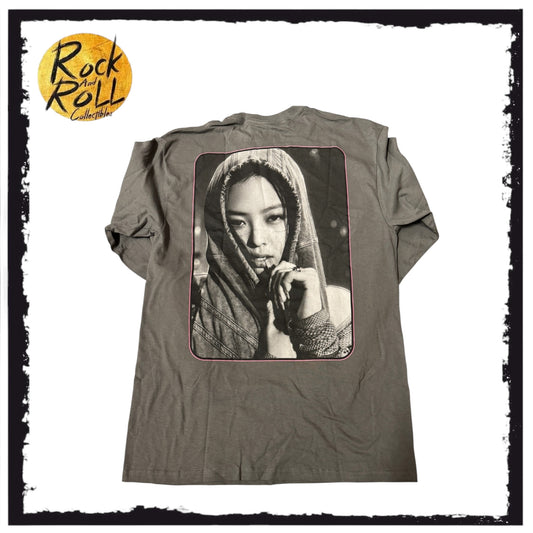 Blackpink 'Pink Venom' Jennie Grey Long Sleeve Crewneck T-Shirt (Medium)