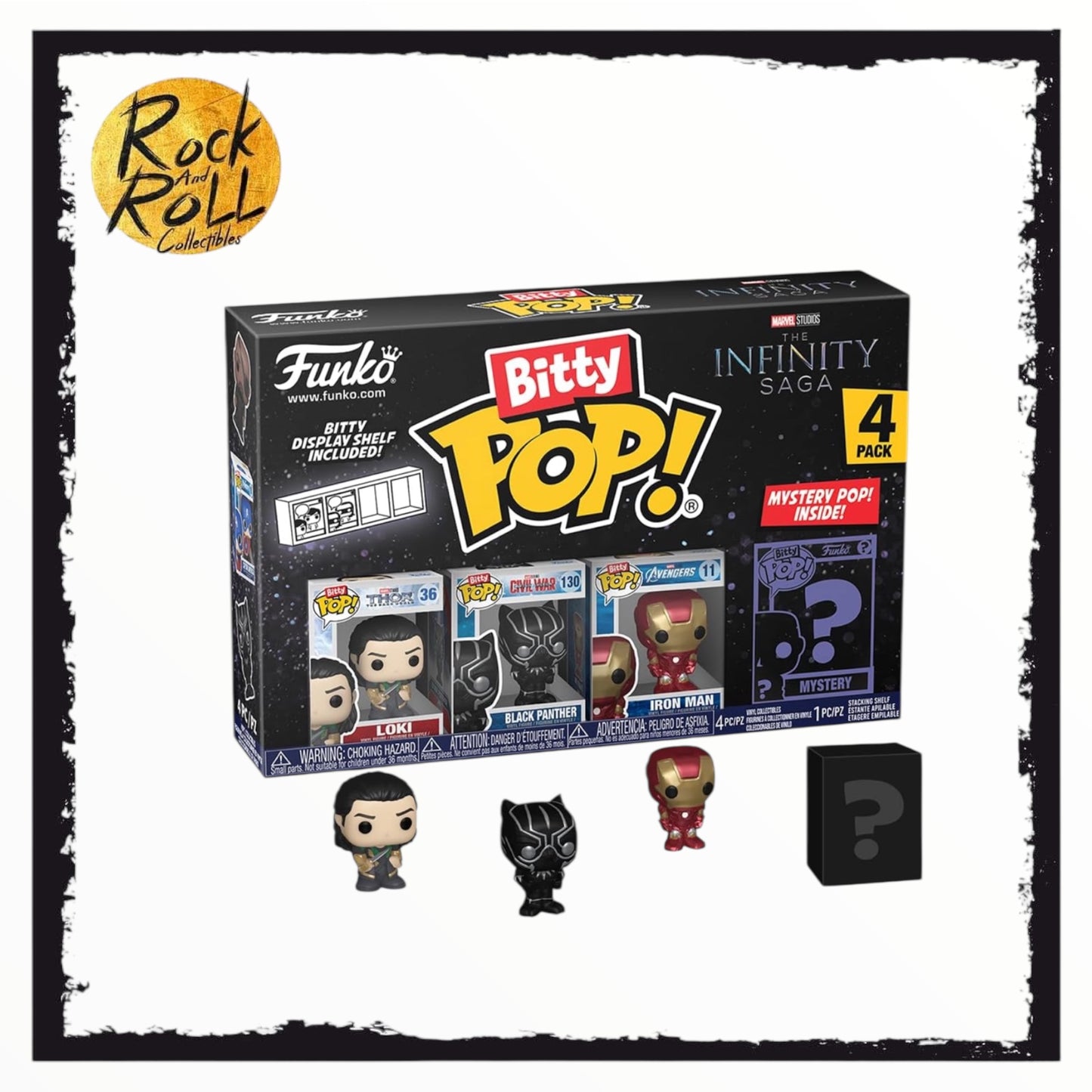 Funko Bitty Pop! Marvel - Loki 4PK - Loki, Black Panther, Iron Man (VII) and A Surprise Mystery Mini Figure