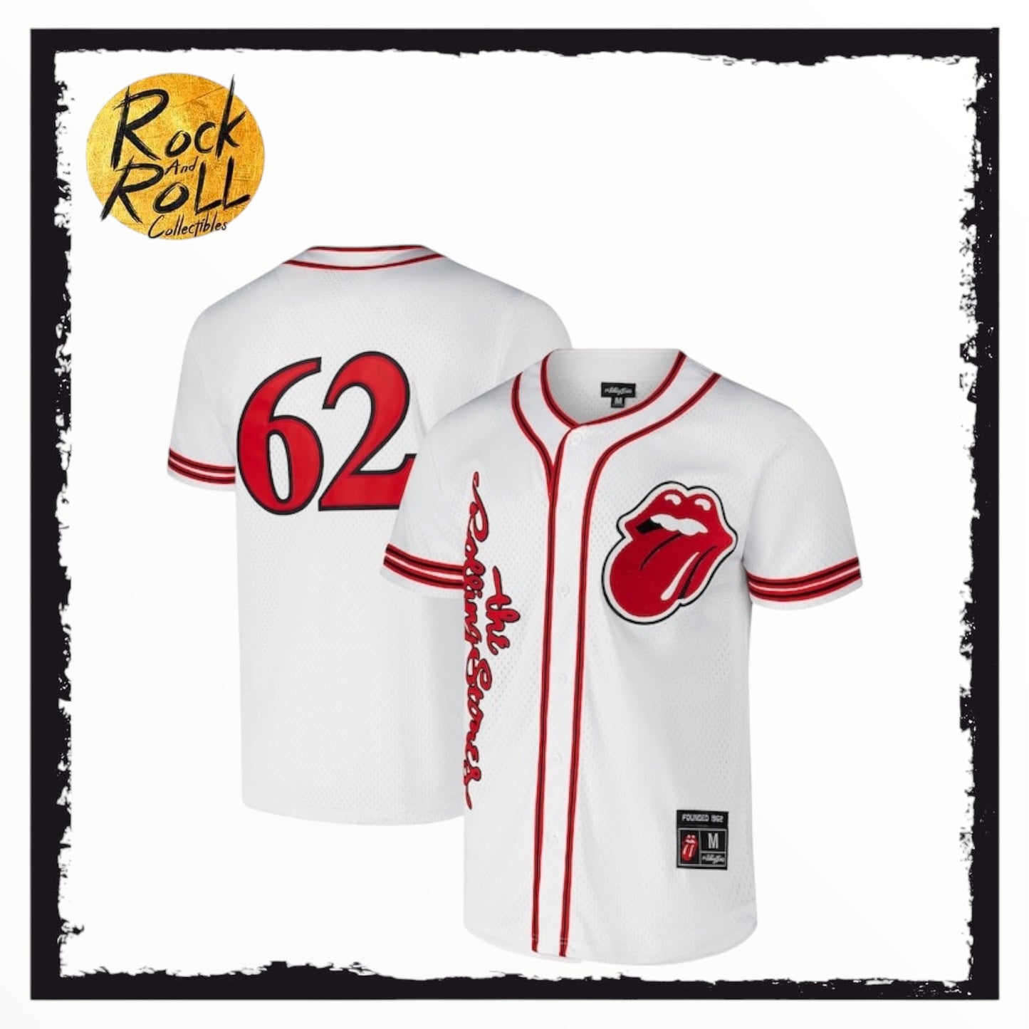 Rolling Stones White Baseball Fashion Jersey - Medium