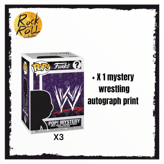 WWE 3 Mystery Funko Pop! & 1 Mystery Wrestling Autograph