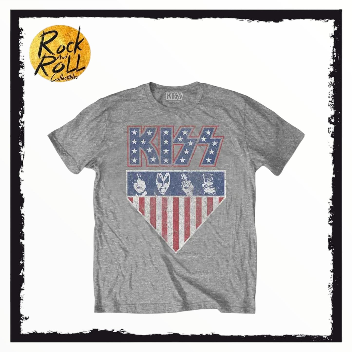 KISS Unisex T-Shirt: Stars And Stripes (Grey)