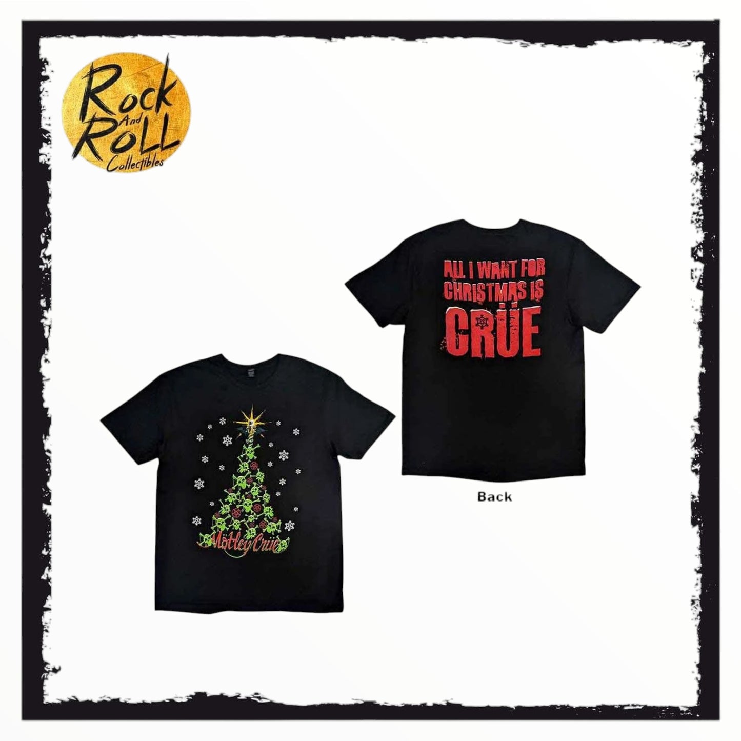 Motley Crue Unisex T-Shirt: Xmas Crue (Black) (Back Print)