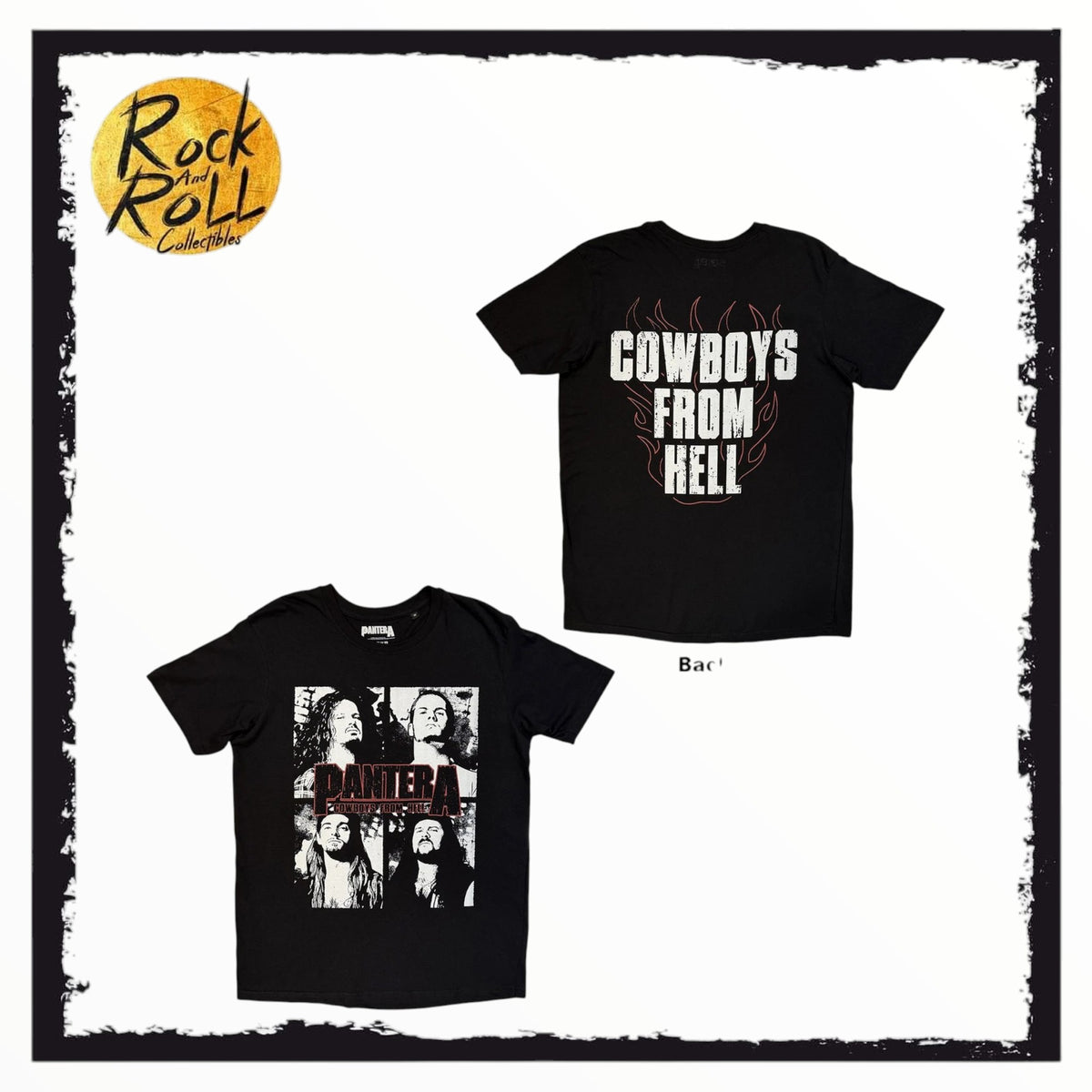 Pantera Unisex T-Shirt: Cowboys From Hell Flames (Black) (Back Print)