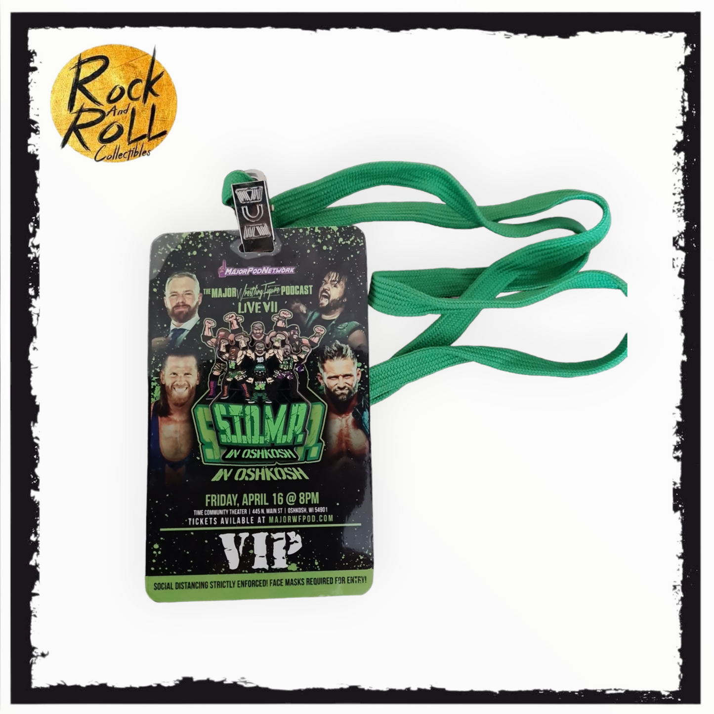 Major Wrestling Figure Podcast S.T.O.M.P. In Oshkosh Enamel Pin/VIP Lanyard