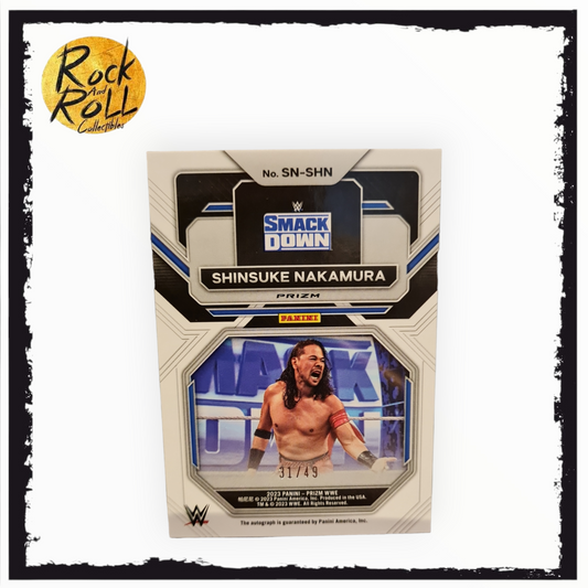 2023 Panini Prizm WWE Sensational Signatures Blue Prizm Shinsuke Nakamura #31/49