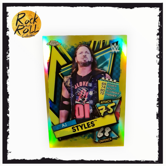 2021 WWE Topps Chrome Slam Attax AJ Styles Gold Refractor #54/99