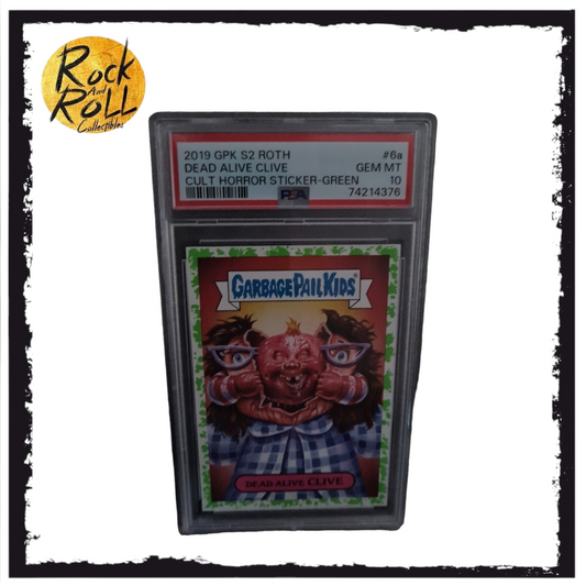 2019 Garbage Pail Kids S2 Roth - Dead Alive Clive - Cult Horror Stickers Green 6a of 20 - PSA GEM MT 10