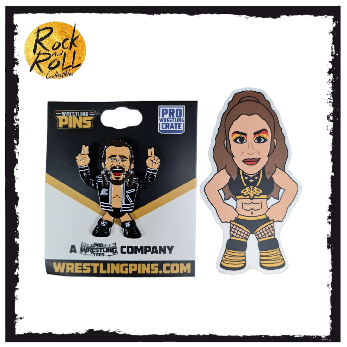 Pro Wrestling Tees - AEW Adam Cole Pin & Britt Baker Sticker