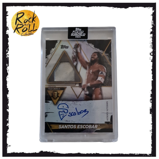 WWE nXt 2021 Topps Fully Loaded Santos Escobar Autograph Trash Can Relic Card T-SE