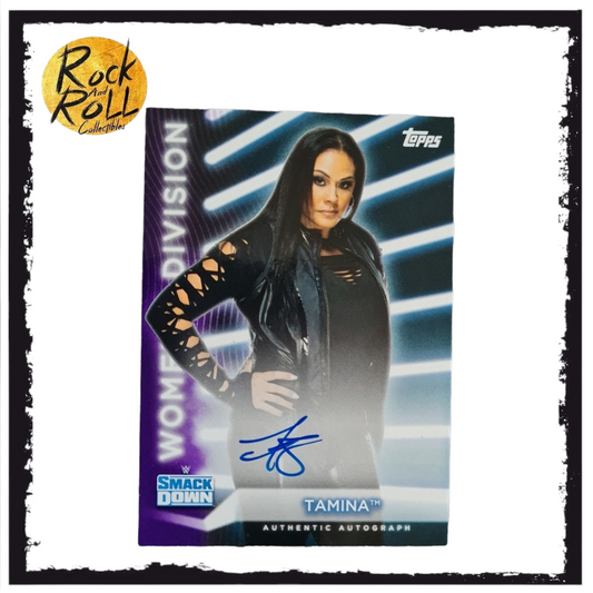 WWE Smackdown 2021 Topps Women's Division Tamina (On Card) Autograph A-TM #20/99