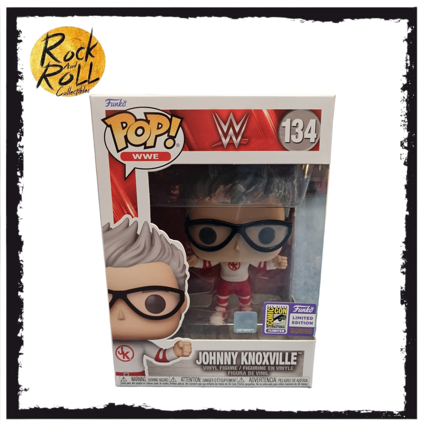 WWE - Johnny Knoxville Funko Pop! #134 SDCC 2023 Official Con Sticker Limited Edition