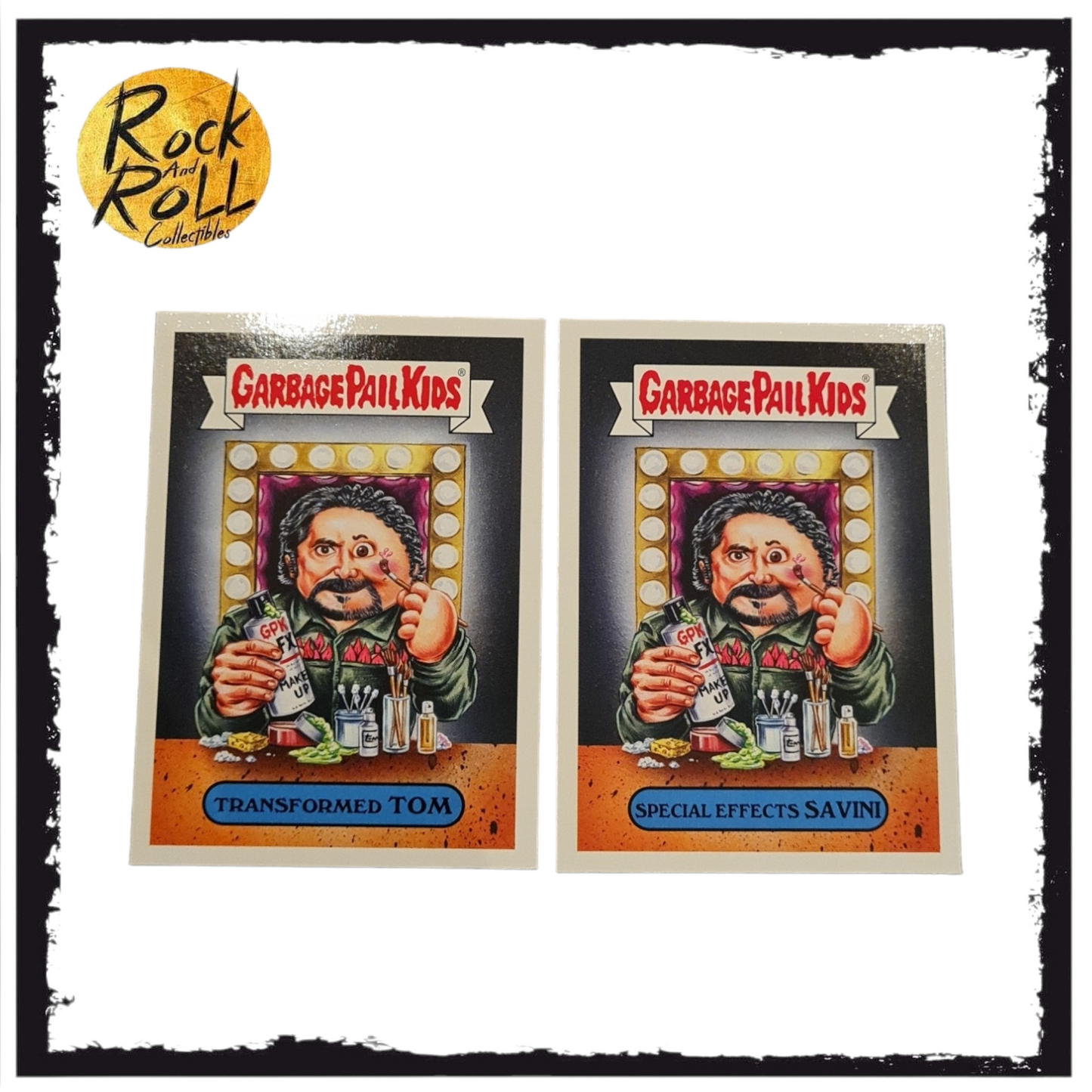 Garbage Pail KIds 2019 Topps - Transformed Tom & Special Effects Savini Horror Personality Sticker 14a / 14b of 15