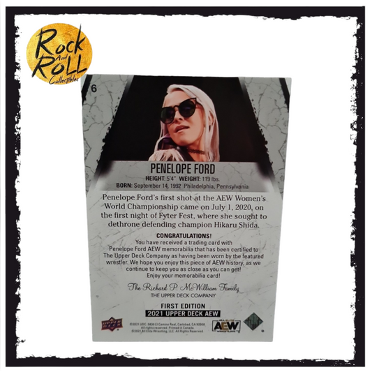 AEW 2021 Upper Deck 1st Edition Penelope Ford High Gloss Relic #6