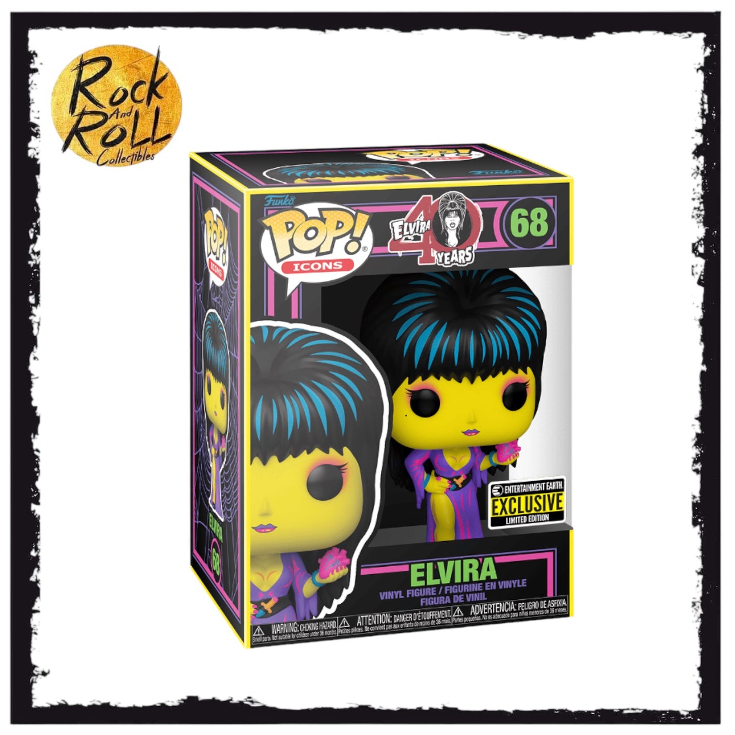 Elvira Blacklight Funko Pop! Entertainment Earth Exclusive  *Damaged Box*
