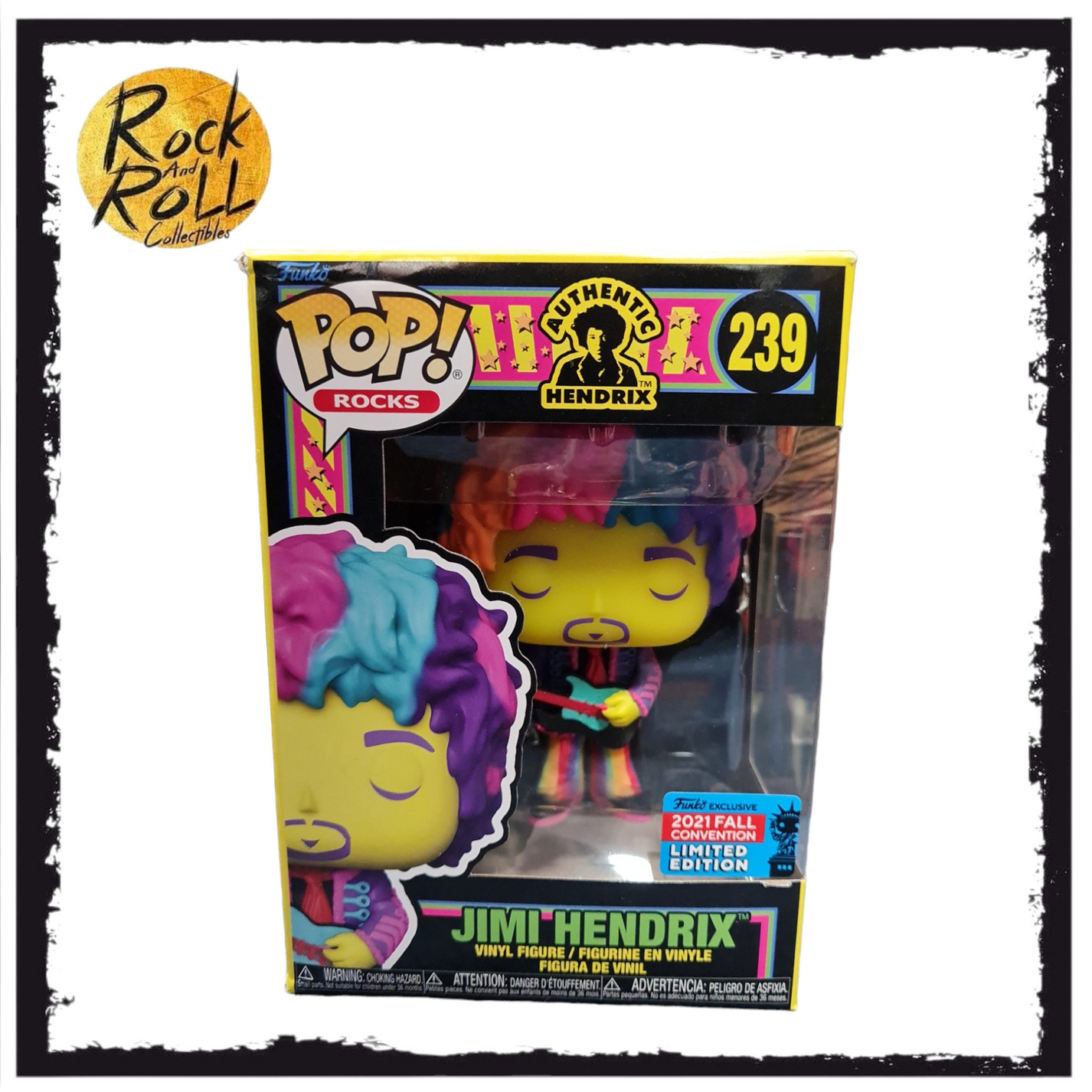 (Box Damage) Jimi Hendrix Blacklight Funko Pop! 239 2021 Fall Convent