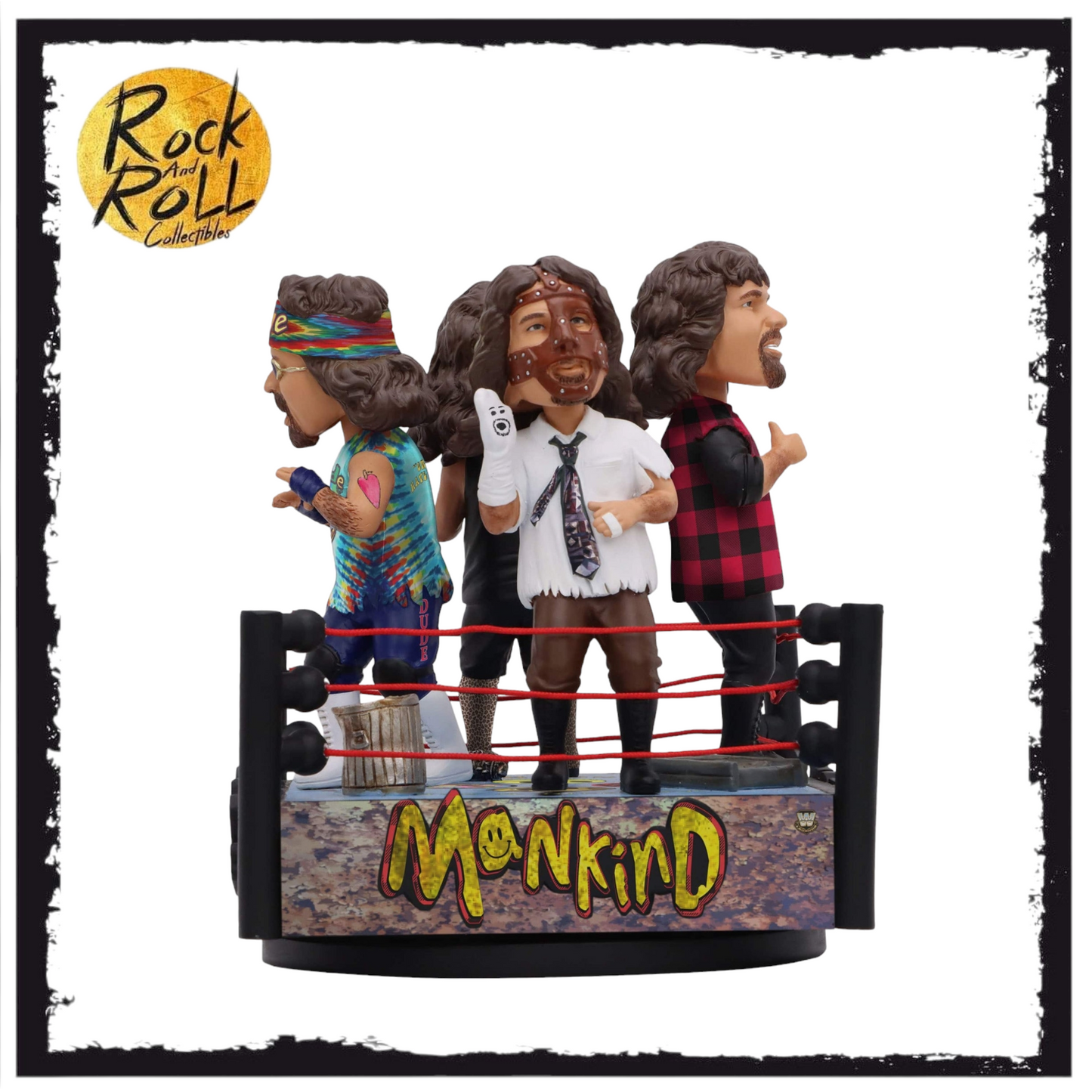 Mick Foley & Mankind & Cactus Jack & Dude Love Faces of Foley WWE Quad Spinner Bobblehead