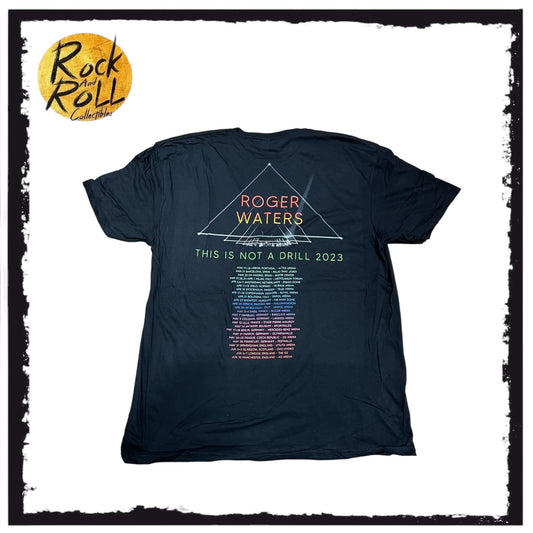 Roger Waters "This Is Not A Drill" Black Crewneck 2023 Tour T-Shirt 'Dark Side Of The Moon' (X-Large)
