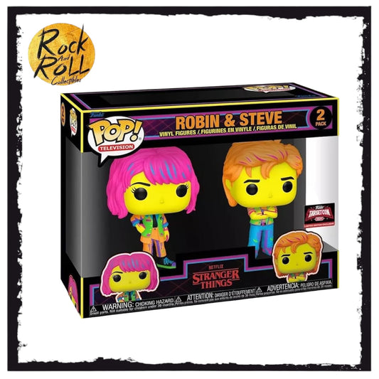 Stranger Things Robin & Steve (Blacklight) 2 Pack - Target Con Exclusive Funko Pop