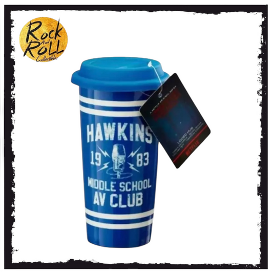 Stranger Things Hawkins AV Club Funko Lidded Travel Mug