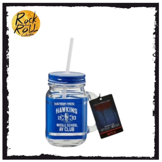 Stranger Things Hawkins Middle School Blue Mason Jar