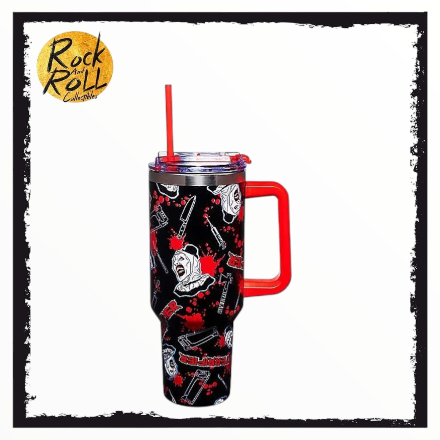 Spirit Halloween - Terrifier Art The Clown Splatter Tumbler w/Straw 40oz