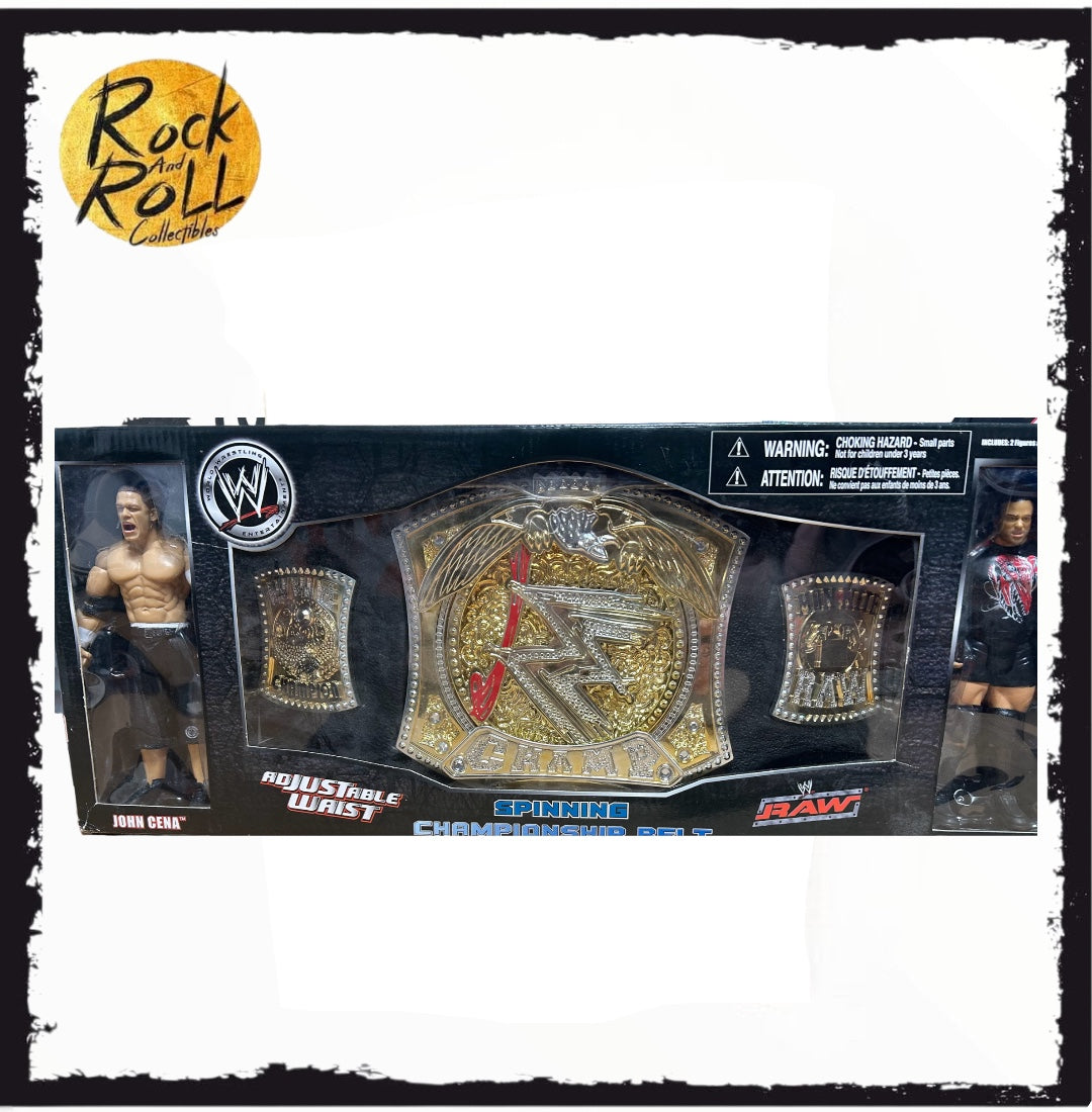 WWE Raw Spinning Championship Belt Figures Cena Van Dam Jakks pacific