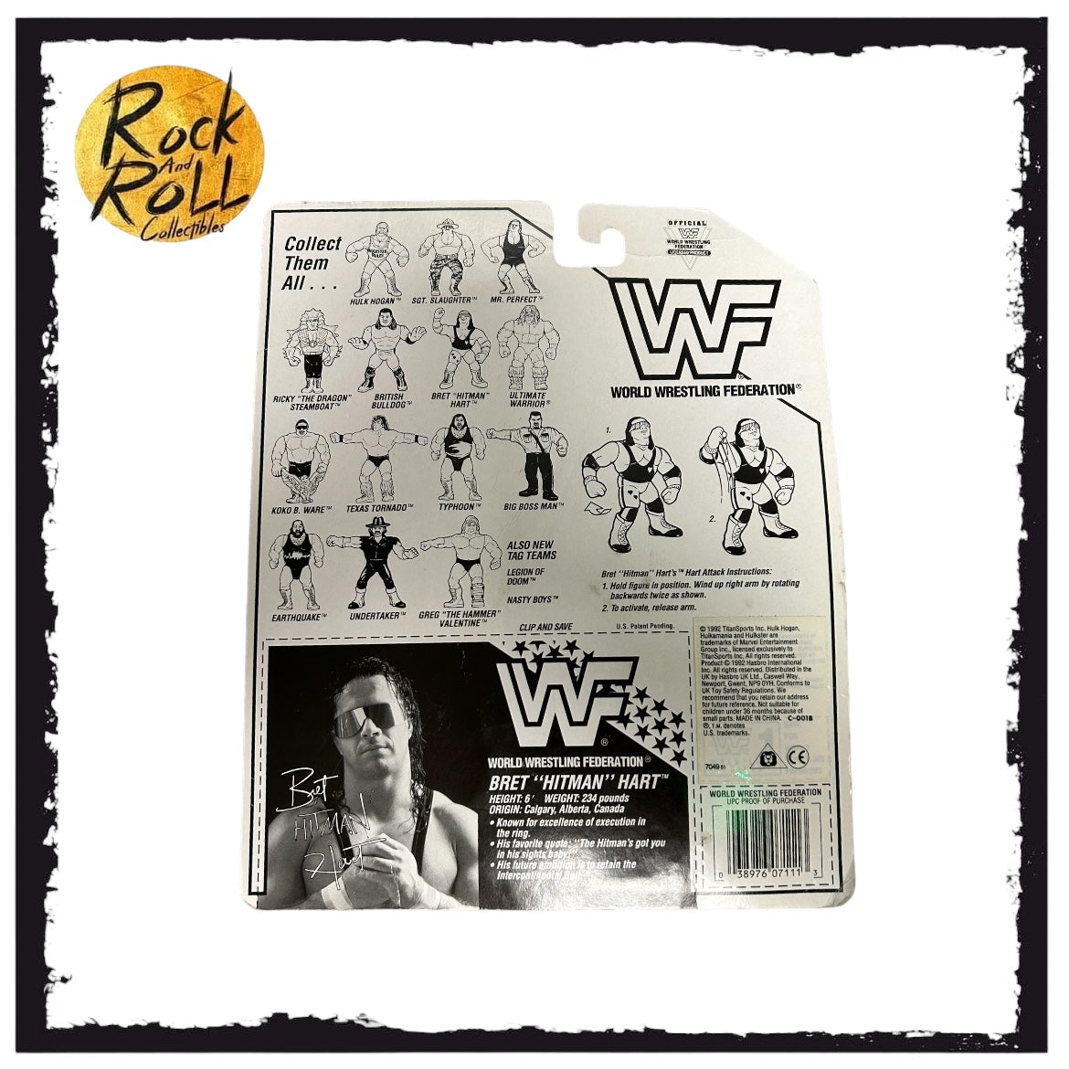Signed WWF Hasbro Series 4 Bret Hitman Hart Purple Hart (see description)