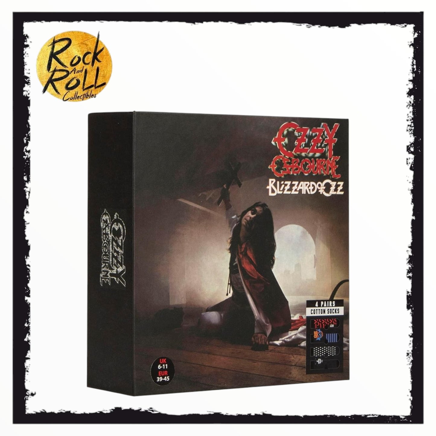 Mens Ozzy Osbourne 4 Pack "Blizzard Of Ozz" Cotton Socks in Magnetic Gift Box (UK6-11/EUR39-45)