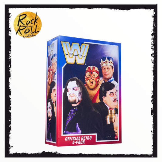 WWE Retro Action Figures 4-Pack Bundle (Undertaker/Paul Bearer/Vader/Jerry “The King” Lawler)