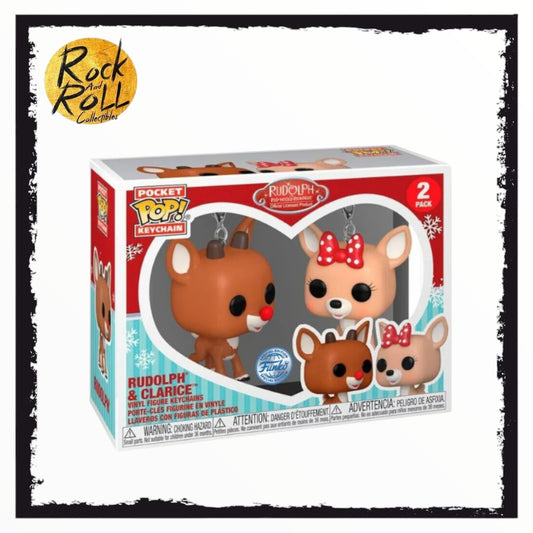 Rudolph & Clarice Funko Pocket Pop Keychain - Rudolph the Red-Nosed Reindeer