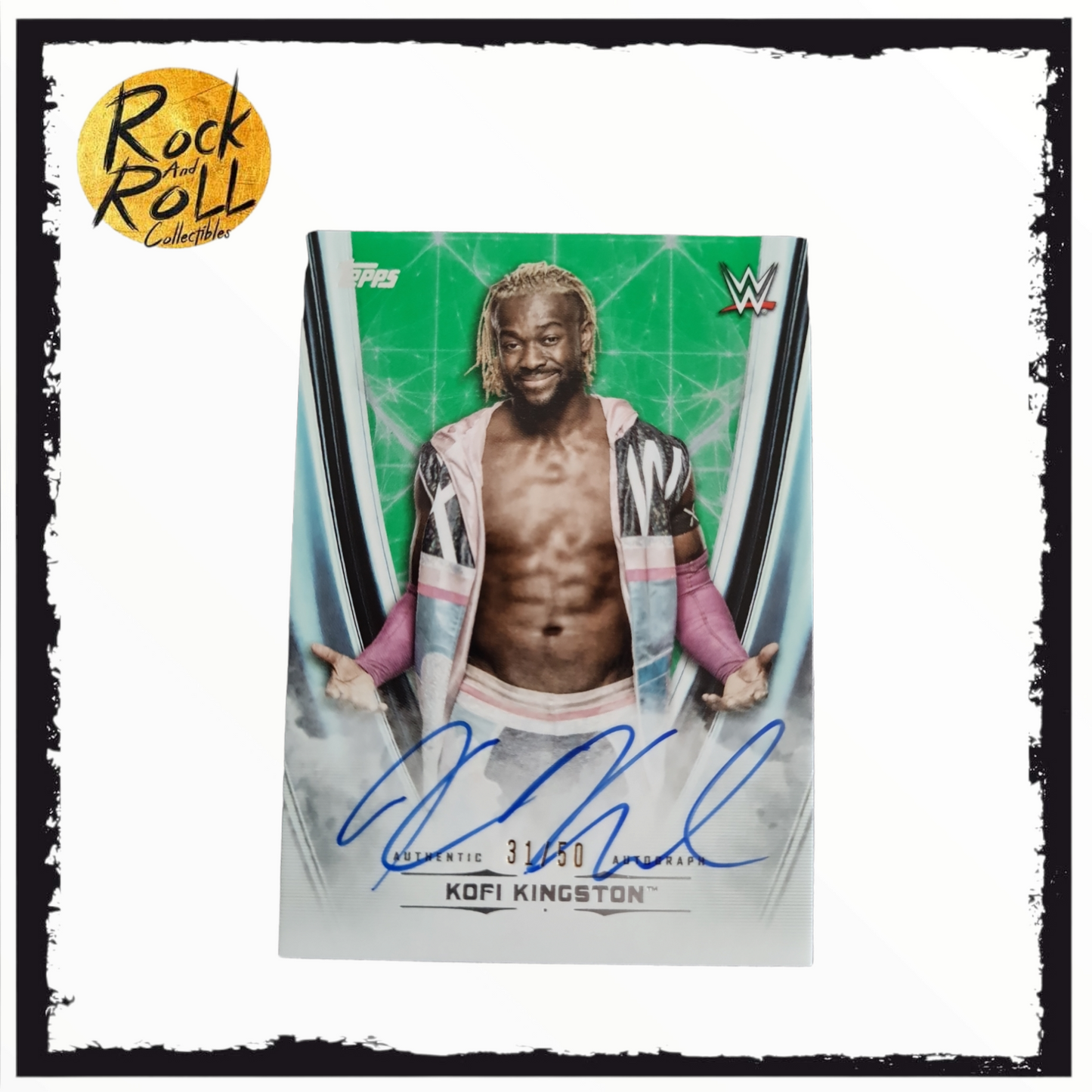 2020 Topps WWE Undisputed Wrestling Autographs Green #AKK Kofi Kingston 31/50