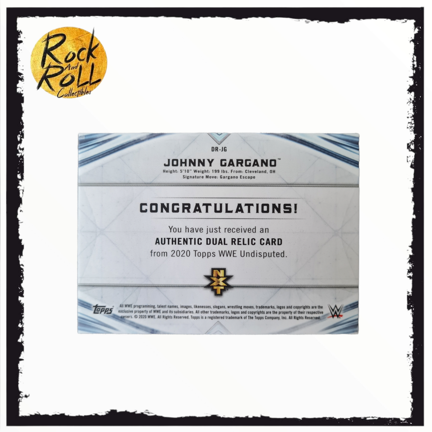 Topps WWE NXT 2020 Johnny Gargano 49/99 Dual Relic card
