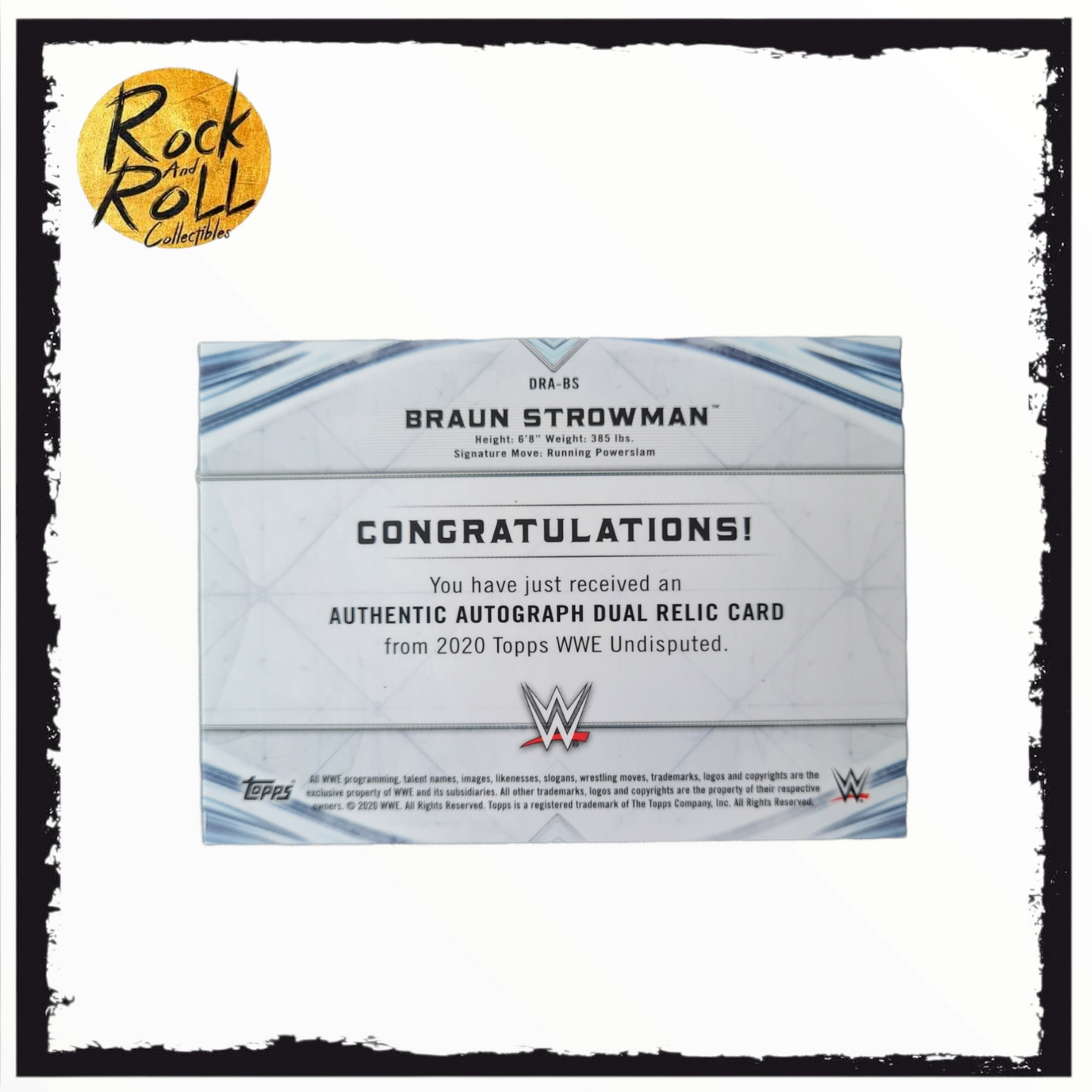 Braun Strowman 2020 Topps WWE Undisputed Mat Shirt Relic Autograph Auto /99