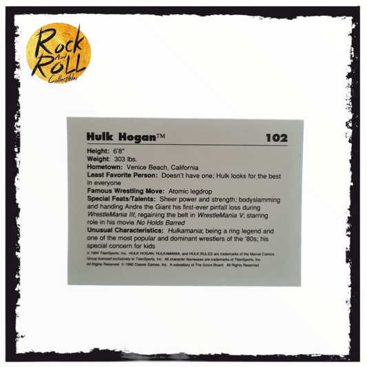 Hulk Hogan 1990 Classic WWF Trading Card #102