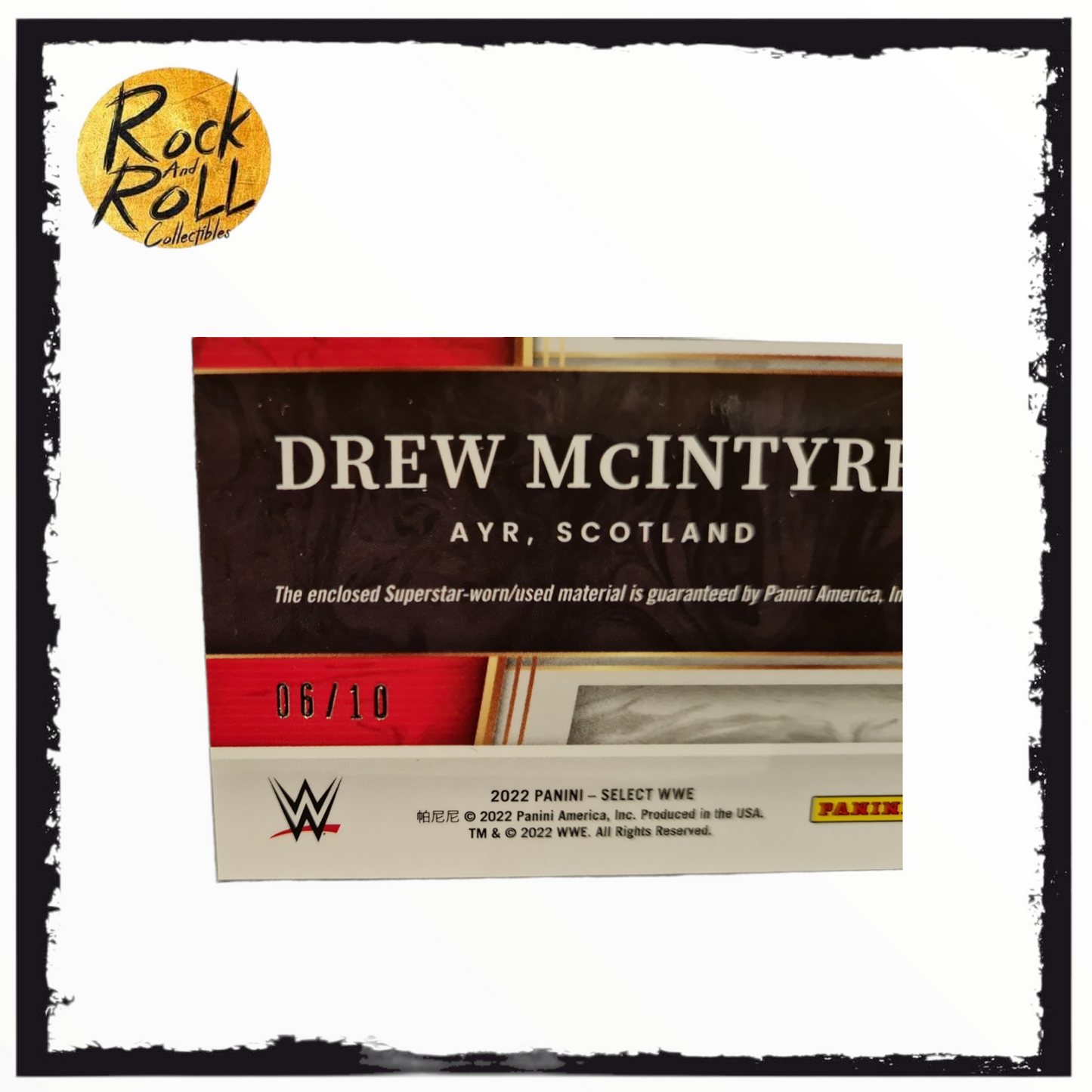 2022 Select WWE Drew McIntyre Gold Prizm GU Patch #6/10 SmackDown No. SW-DMI
