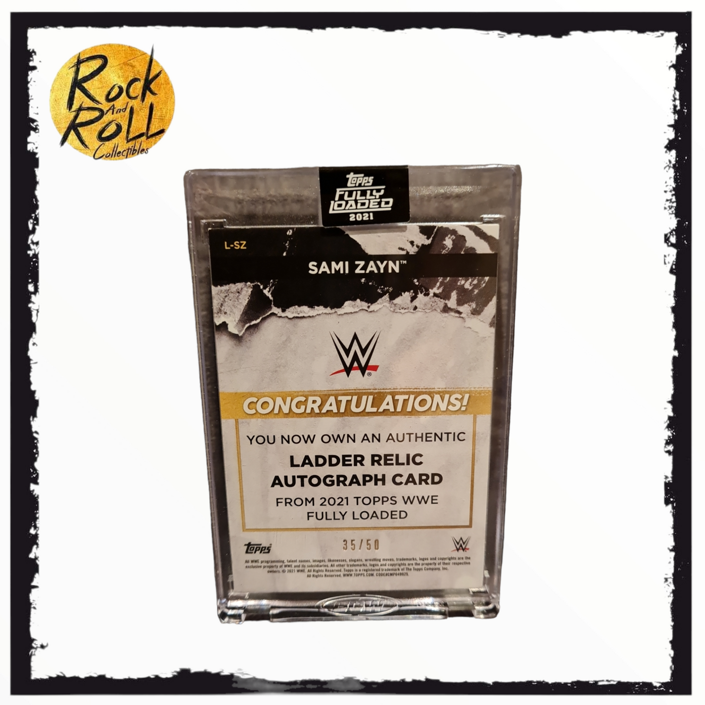 SAMI ZAYN - 2021 Topps WWE FULLY LOADED - ONYX LADDER RELIC On-Card AUTO 35/50