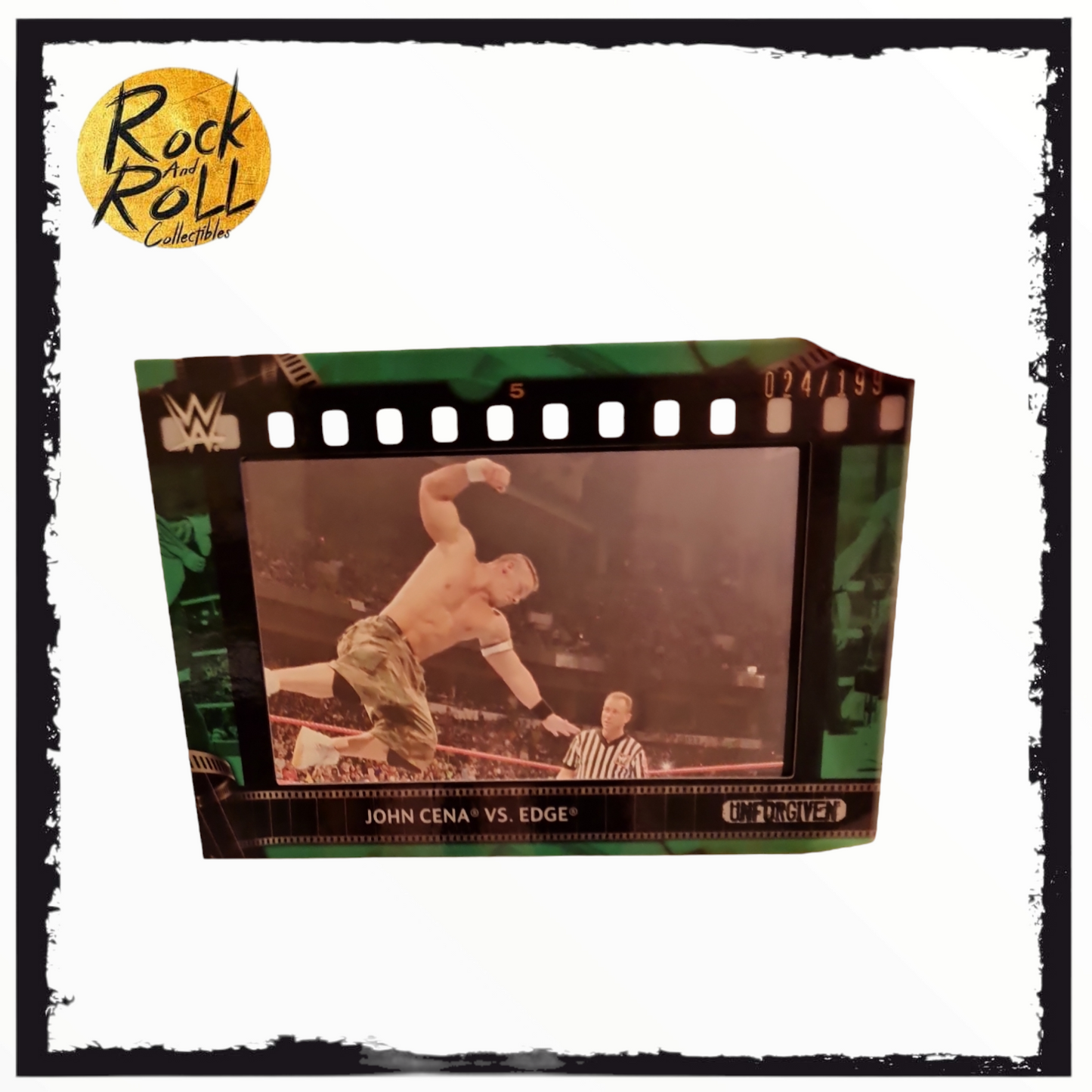 John Cena Vs Edge - Topps WWE 2021 - Film Strip Relic Card - 024/199 - Green