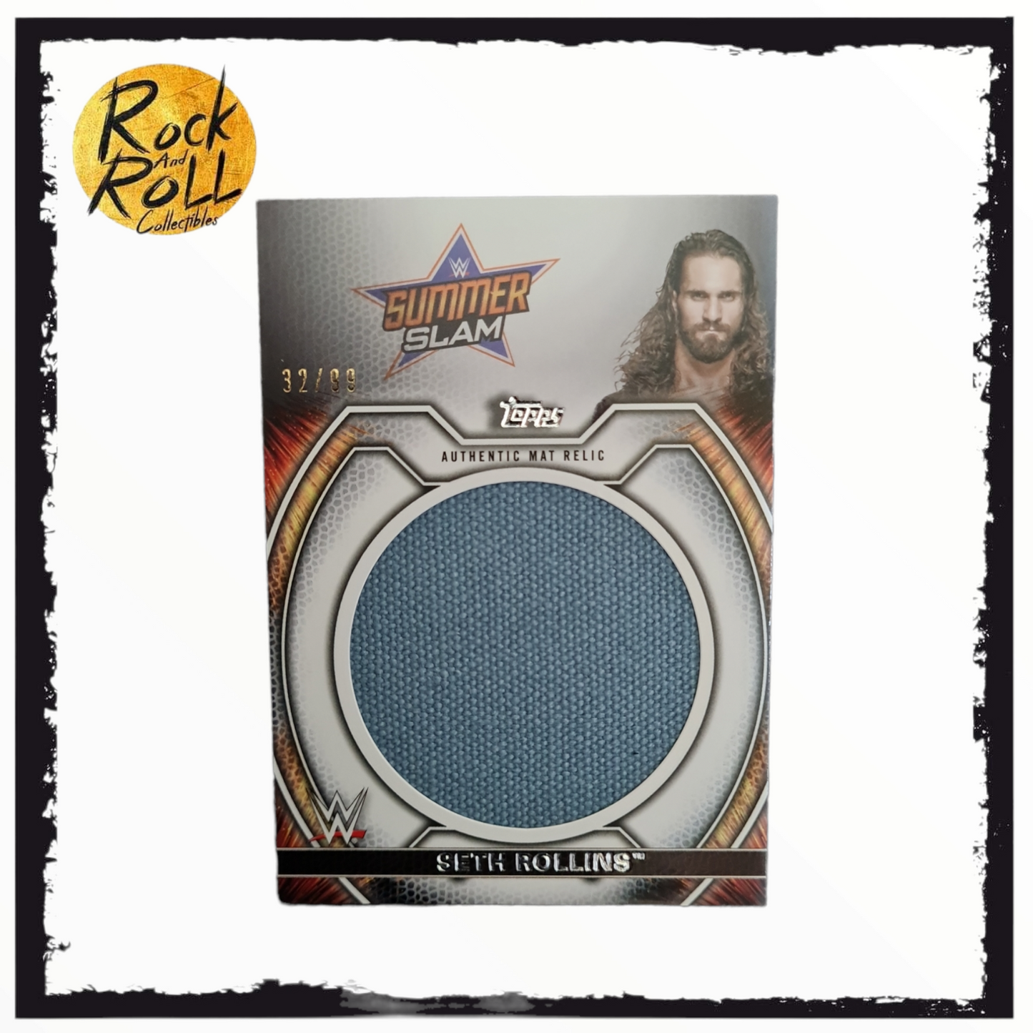 2021 Topps WWE Undisputed Authentic Mat Relic Seth Rollins Summer Slam #32/99 M-SE