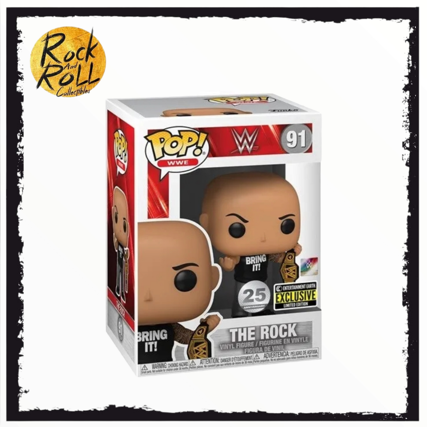 WWE The Rock (with Belt) Funko Pop! #91 Entertainment Earth Exclusive - 25th Anniversary