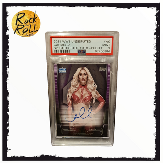 WWE 2021 Topps Undisputed Superstar Roster - Carmella Autograph (Purple) #74/99 PSA MINT 9