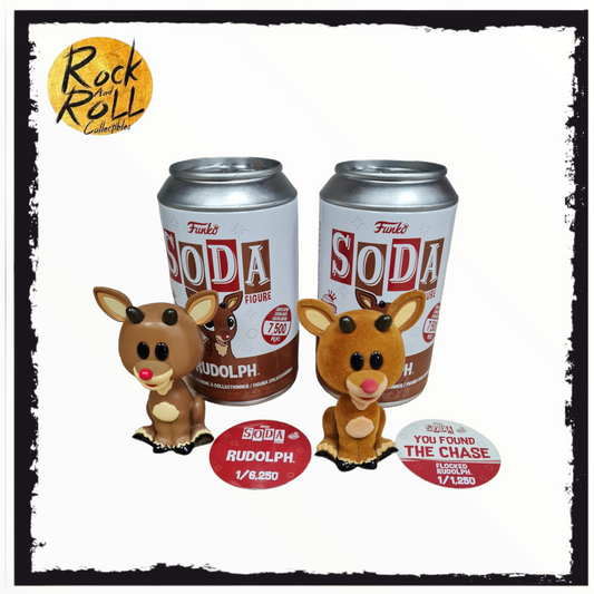 Funko Vinyl Soda - Rudolph & Flocked Chase Bundle - LE 1/6,250 & 1/1,250