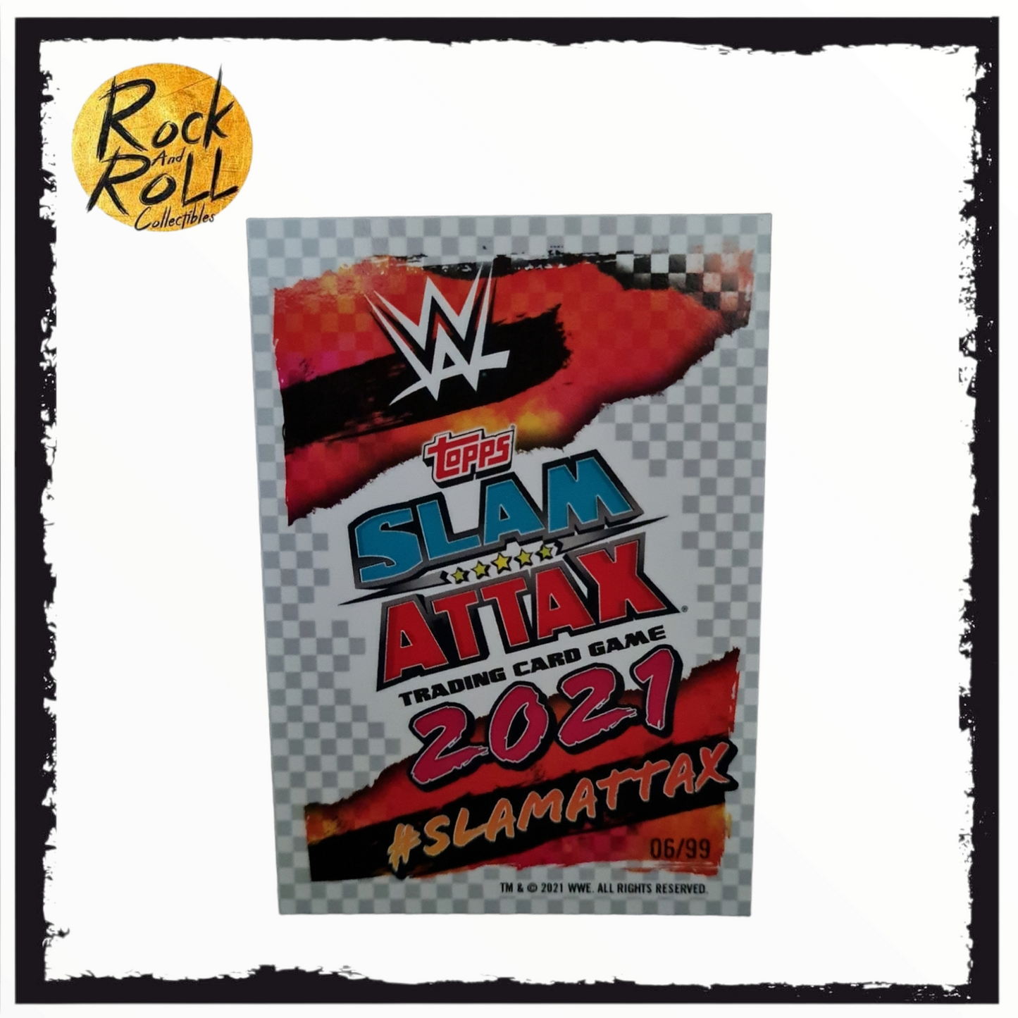 Jey Uso - 2021 Topps Chrome WWE Slam Attax TCG Card #196 Yellow Refractor SP 06/99
