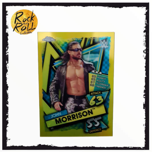 John Morrison - 2021 Topps Chrome WWE Slam Attax TCG Card #46 Yellow Refractor SP 14/99