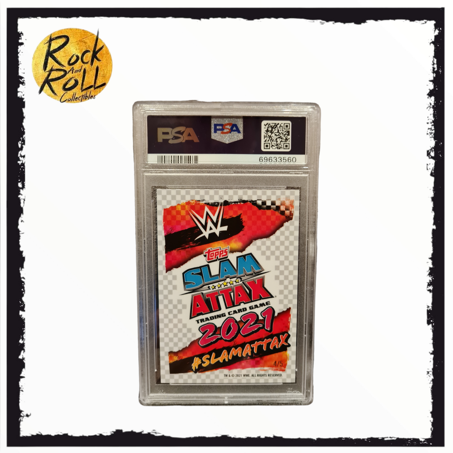 WWE 2021 Topps Slam Attax - Roman Reigns Red Wave Refrator LE 4/5 #155 - PSA GEM MT 10