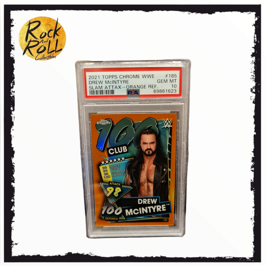 2021 Topps Chrome WWE Slam Attax Orange Refractor 24/25 Drew McIntyre #152 - PSA GEM MT 10