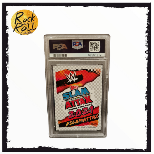 Randy Orton 2021 Topps Chrome WWE Slam Attax Card #171 Yellow Refractor SP 34/99 - PSA GEM MT 10