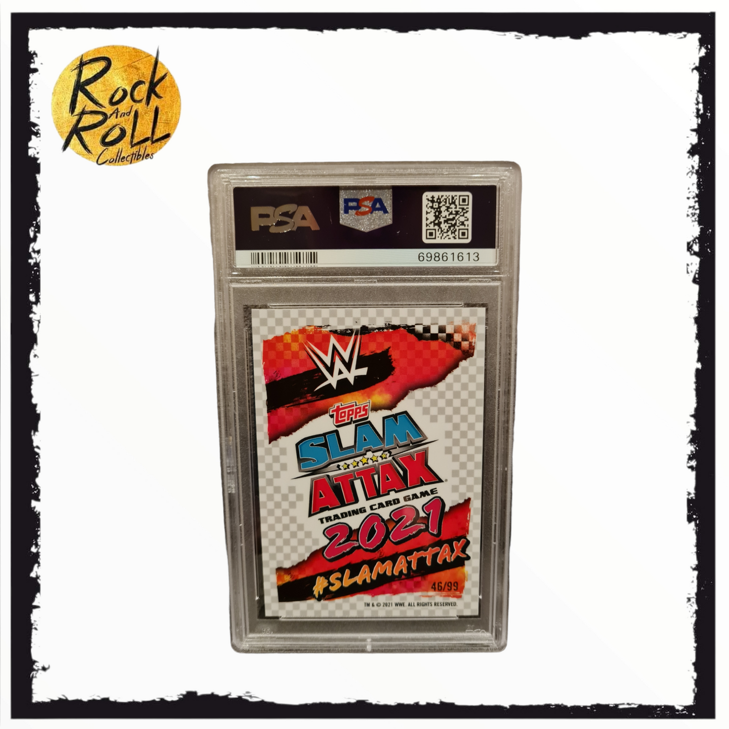 Bayley 2021 Topps Chrome WWE Slam Attax Card #145 Yellow Refractor SP 46/99 - PSA GEM MT 10